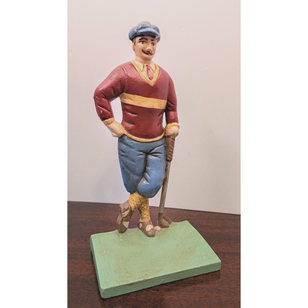 Vintage Midwest Importers Cannon Falls Golfer Figurine Cast Metal Taiwan 10"